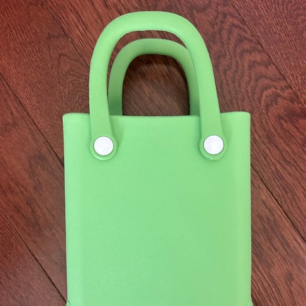 Green Mini Rubber Tote w Removeable "C" EUC - Picture 2 of 4